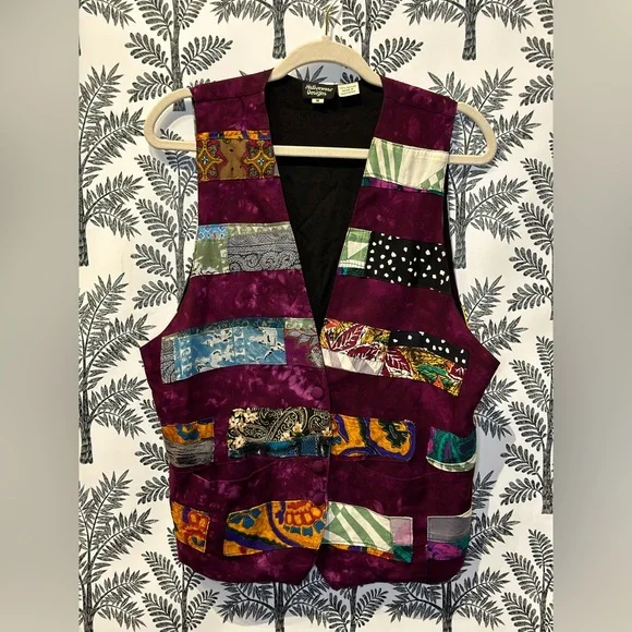 Native wear designs purple colorful rayon vest with pockets size medium - Picture 5 of 6